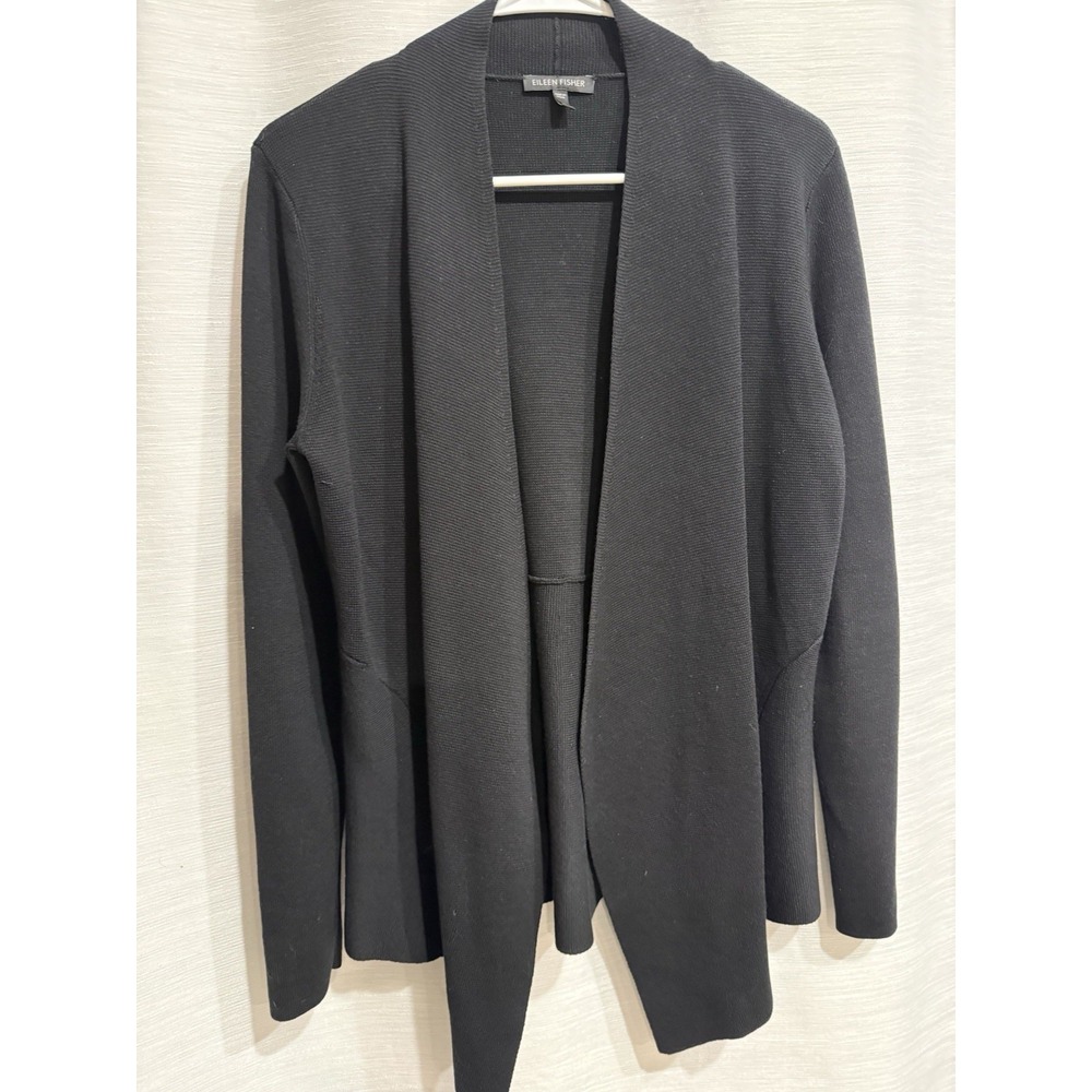 Eileen Fisher Cardigan Open Front Black Size S EUC